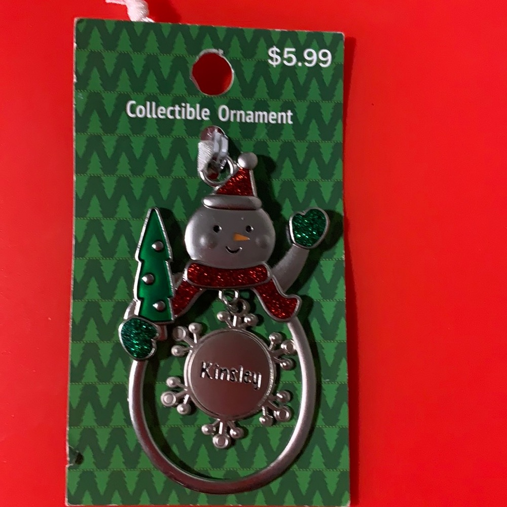 🌸 $3 if bundled KINSLEY Engraved Collectible Snowman Christmas Ornament GANZ